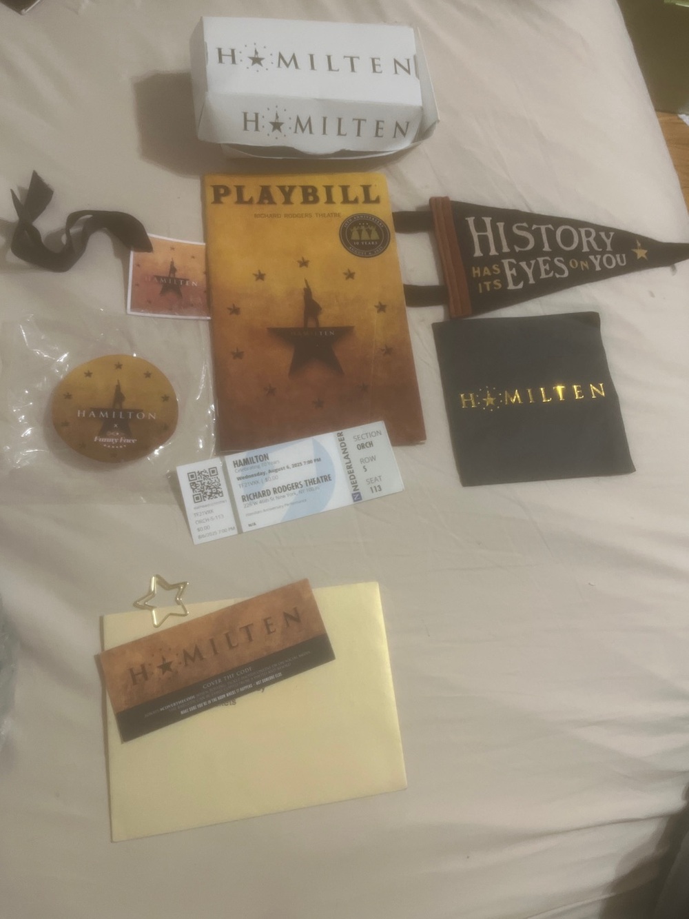 HamilTEN Playbill Ticket Flag Star Ribbon Box Envy BUNDLE+ 8/6/2025 Hamilton